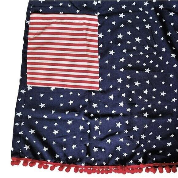 New! AMERICA & BEYOND American Flag Patriotic Print Mini Dress Beach Cover-up - Picture 4 of 7